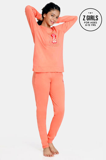Buy Zivame Girls Disney Knit Cotton Pyjama Set - Peach Pink